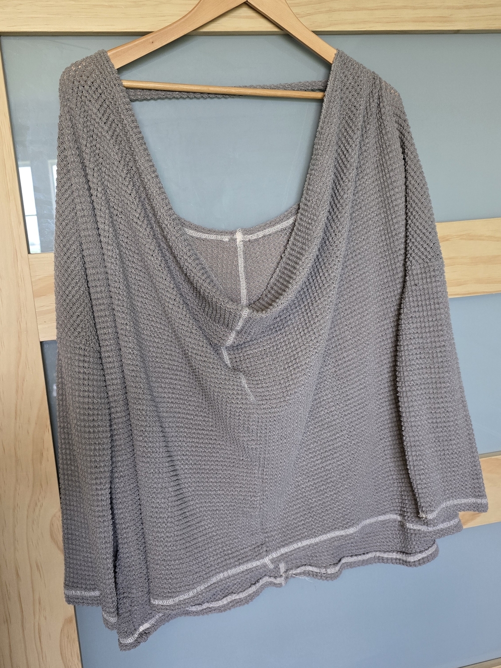 She + Sky Light Gray Waffle Knit Scoop Neck Tunic